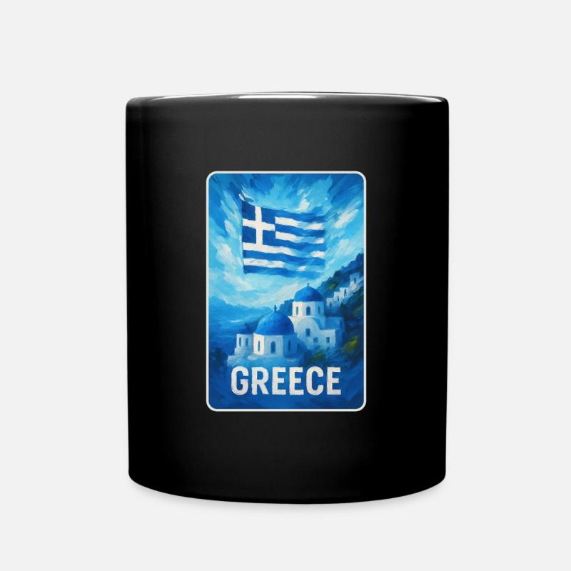 Griechenland Santorini Flagge - Tasse einfarbig - Schwarz