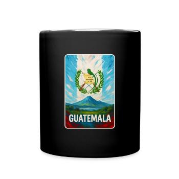 Guatemala Volcano & National Coat of Arms - Full Colour Mug - black - Front