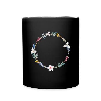 Couronne florale d’été, personnalisable - Mug uni - noir - Devant