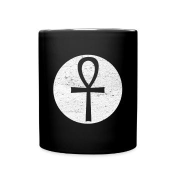 Croix égyptienne Ankh dans cercle blanc - Mug uni - noir - Devant