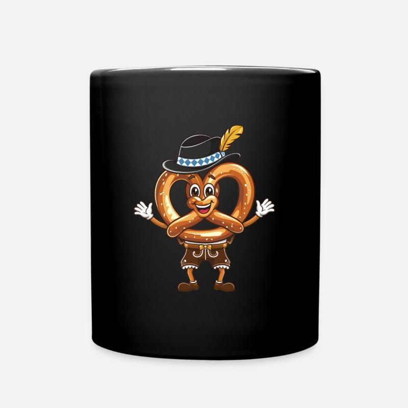 Fröhliche Brezel - Tasse einfarbig - Schwarz