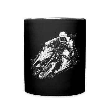 Dessin de motard BMX - Mug uni - noir - Devant
