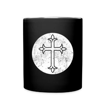 West Syriac cross in white circle - Full Colour Mug - black - Front
