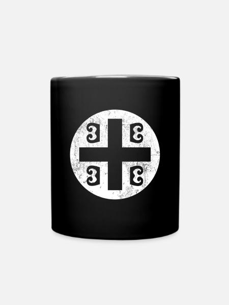 Serbisches tetragrammatisches Kreuz in weißem Kreis - Tasse einfarbig - Schwarz