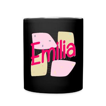 NOM CADEAU FILLE FILLE EMILIA - Mug uni - noir - Devant