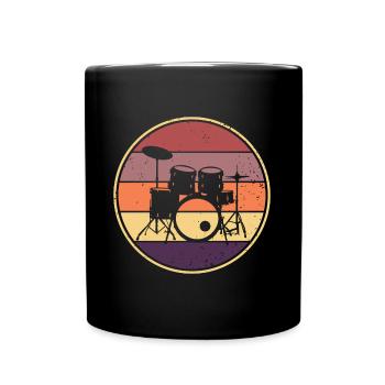 Drummer Retro Drum Musician Drumset - Full Colour Mug - black - Front