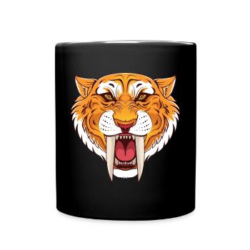 Urzeit Säbelzahntiger - Tasse einfarbig - Schwarz - Vorne
