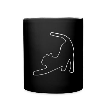 Outlines gestreckte katze - Tasse einfarbig - Schwarz - Vorne