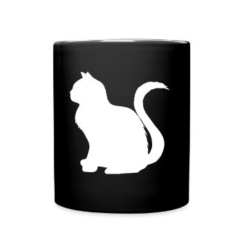 katzen, silhouetten, sitzend - Tasse einfarbig - Schwarz - Vorne