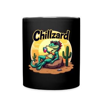 Chillzard – Hot Rock, Cool Vibes - Tasse einfarbig - Schwarz - Vorne