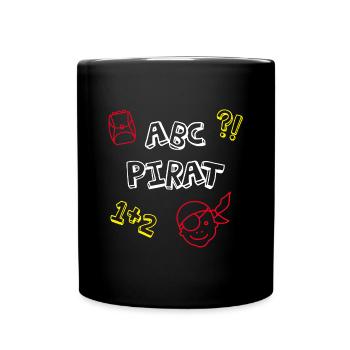 ABC Pirat Einschulung Schule Comic Kinder Feier - Tasse einfarbig - Schwarz - Vorne
