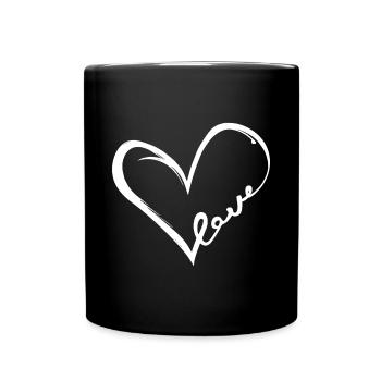 Love Heart (White) - Full Colour Mug - black - Front