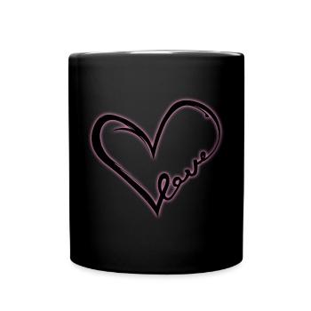 Love Heart (Black Glow) - Full Colour Mug - black - Front