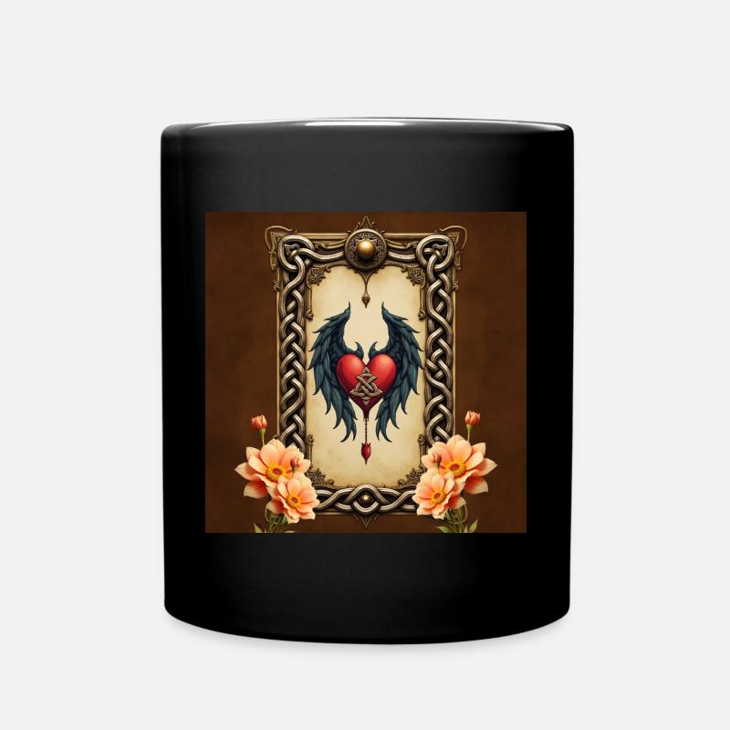 Celtic elegance with heart and wings. - Full Colour Mug - black