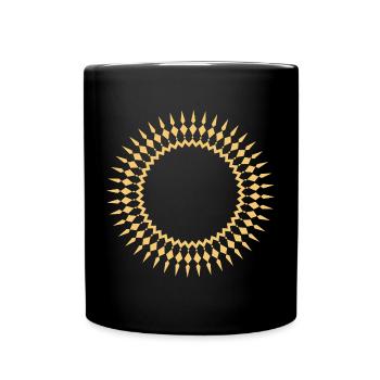 Strahlender Sonnenrahmen geometrisch - Tasse einfarbig - Schwarz - Vorne
