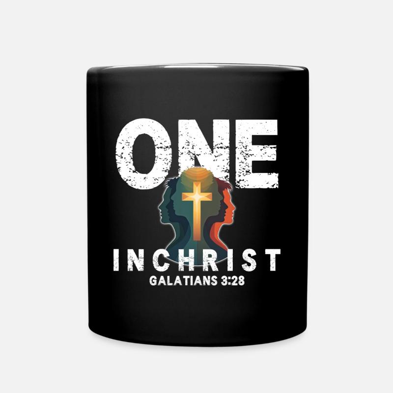 Glaube im Licht Jesus Kreuz Silhouette - Tasse einfarbig - Schwarz