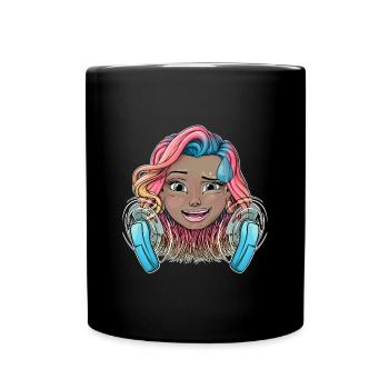 Buntes warmes Mädchen mit Fächern - Tasse einfarbig - Schwarz - Vorne