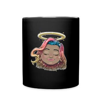 Celestial Angel Girl Illustration - Full Colour Mug - black - Front
