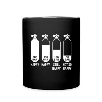 Sauerstoffflasche lustig Happy Diver T-Shirt Tauchen - Tasse einfarbig - Schwarz - Vorne