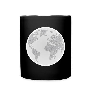 Geometrischer Globus Design - Tasse einfarbig - Schwarz - Vorne