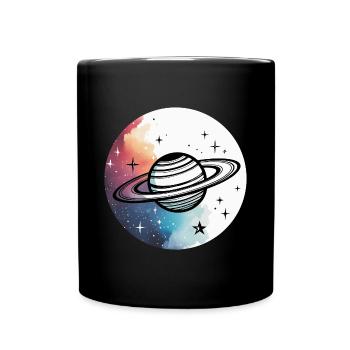 Minimalist Planet – Simple Space Design - Full Colour Mug - black - Front