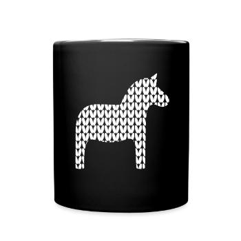 Dalapferd Strickmuster cozy Hygge Pferd skandi - Tasse einfarbig - Schwarz - Vorne