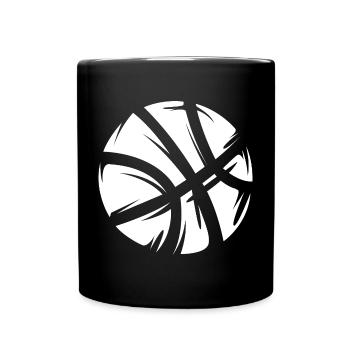 Abstract basketball in white on black - Full Colour Mug - black - Front