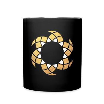 Yoga Sonne Gold Ornament Mandala exklusiv Namaste - Tasse einfarbig - Schwarz - Vorne