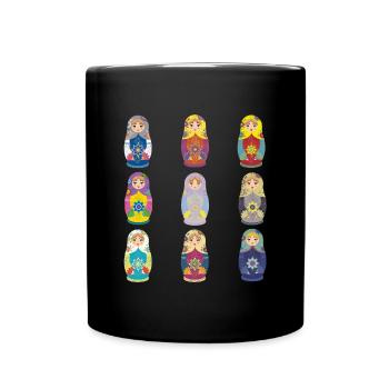 Matryoshka Pop Art Designs. Matreshka / Matroshka - Full Colour Mug - black - Front