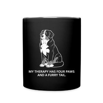 Meine Therapie hat vier Pfoten - Tasse einfarbig - Schwarz - Vorne