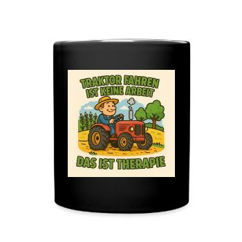 Traktor Therapie Cartoon - Tasse einfarbig - Schwarz - Vorne