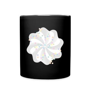 Garniture crémeuse avec des perles d’amour colorées - Mug uni - noir - Devant