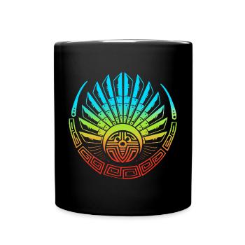 aztec Maya kalender Inka - Tasse einfarbig - Schwarz - Vorne