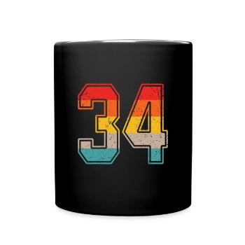 34 Years Retro Jersey Number 34 T-shirt Number 34 - Full Colour Mug - black - Front