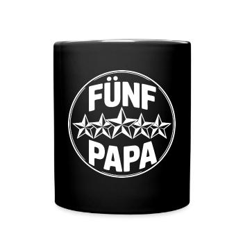 Fünf Sterne Papa - der beste Papa auf der Welt - Tasse einfarbig - Schwarz - Vorne