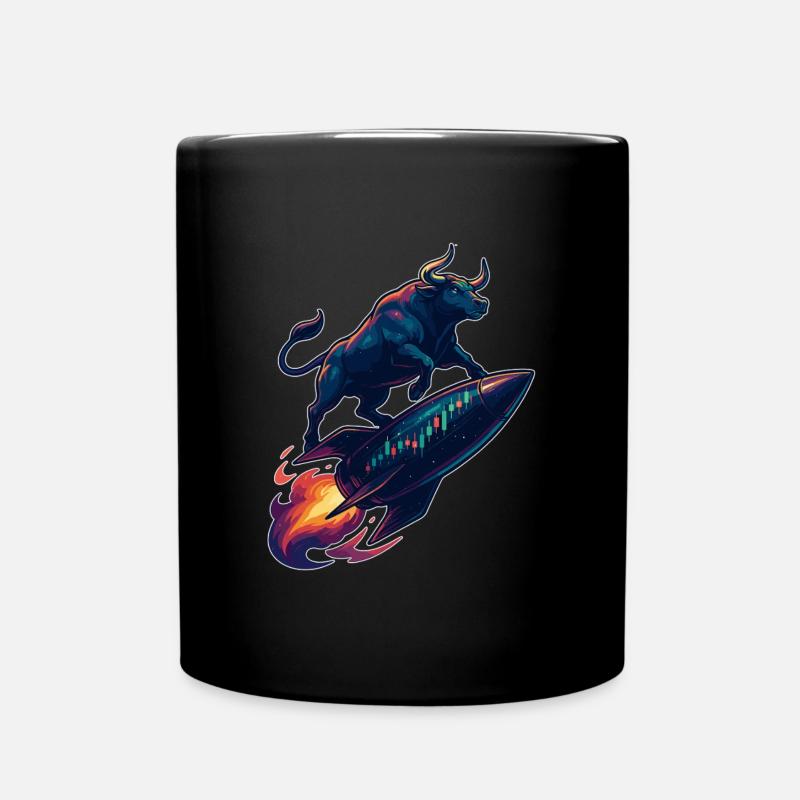 Aktien Bulle Stier Chart Gewinn Rakete Geschenk - Tasse einfarbig - Schwarz