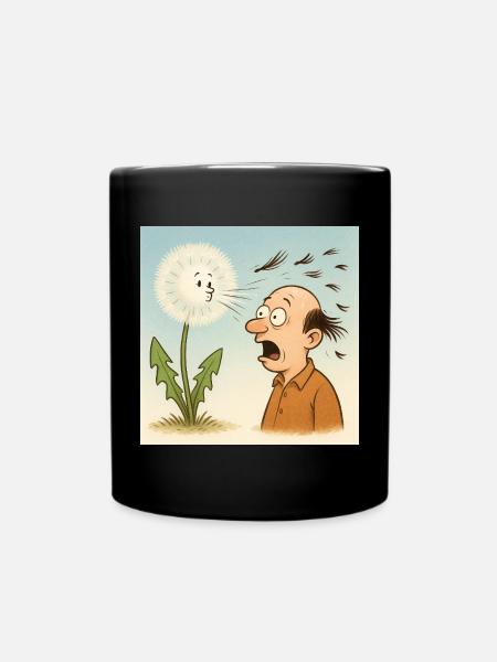 Pusteblume Glatze – Lustiges Cartoon Motiv - Tasse einfarbig - Schwarz