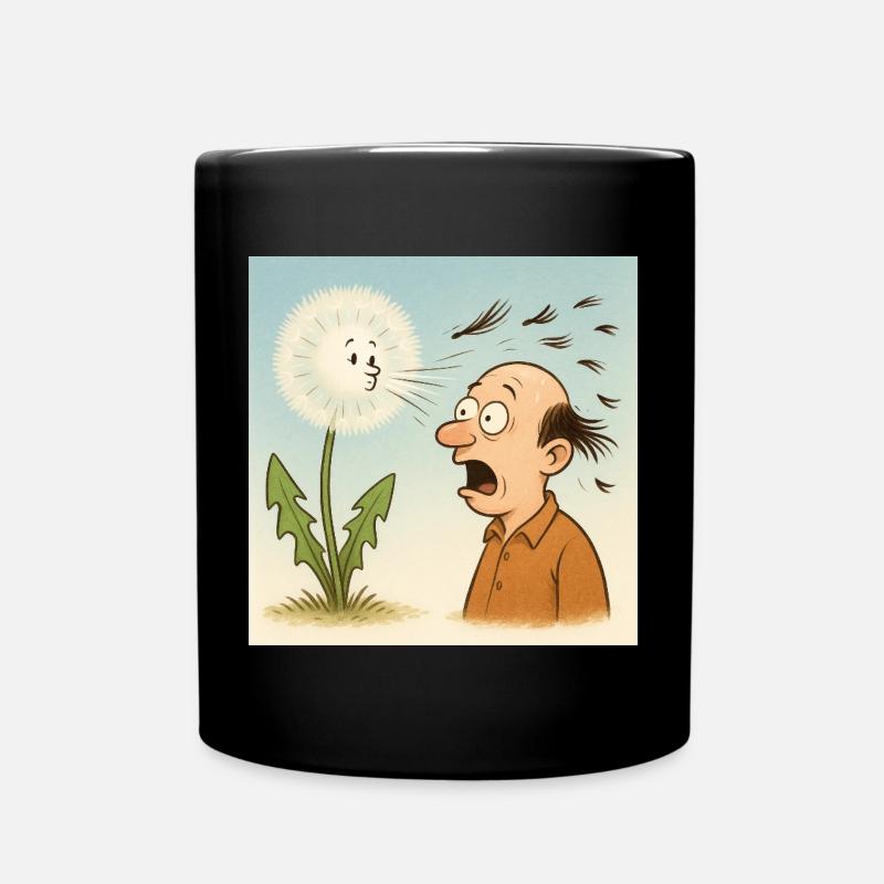 Pusteblume Glatze – Lustiges Cartoon Motiv - Tasse einfarbig - Schwarz