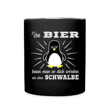 Bier Pinguin - Tasse einfarbig - Schwarz - Vorne