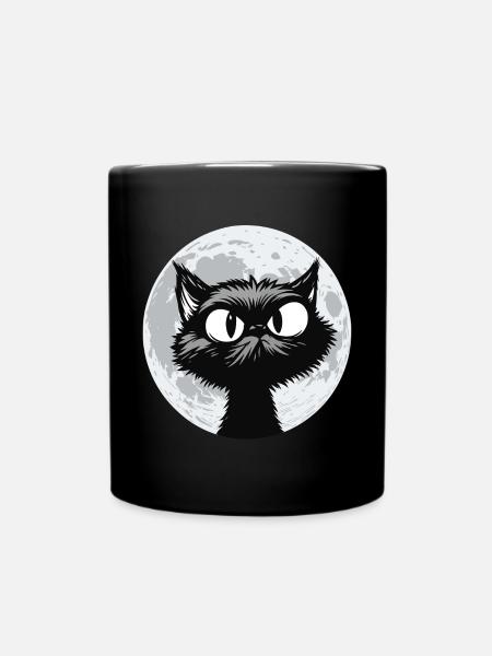 Mondkatze Mitternacht - Tasse einfarbig - Schwarz
