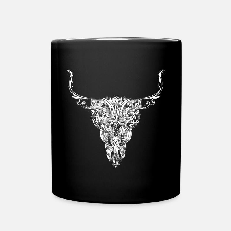 Head of a bull - White - - Full Colour Mug - black