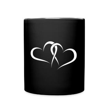 Two white hearts for lovers, fiancés, friends - Full Colour Mug - black - Front