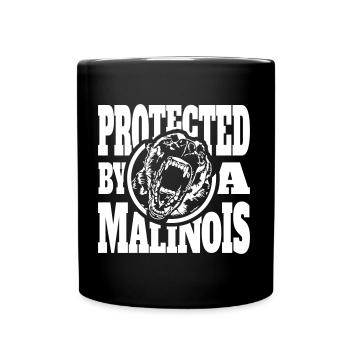Protected by a MALINOIS Belgian Malinois Wilsigns - Full Colour Mug - black - Front