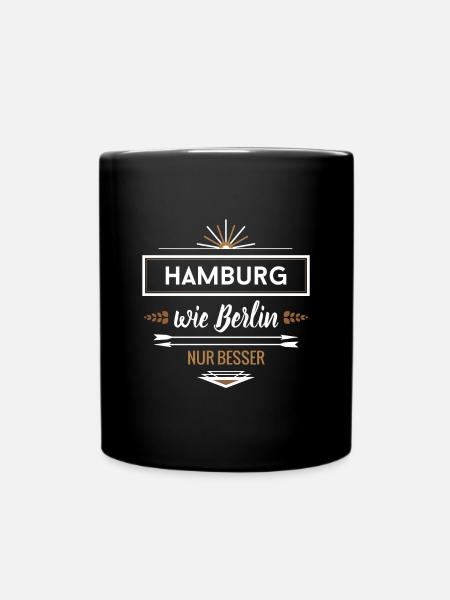 hamburg wie berlin - Tasse einfarbig - Schwarz