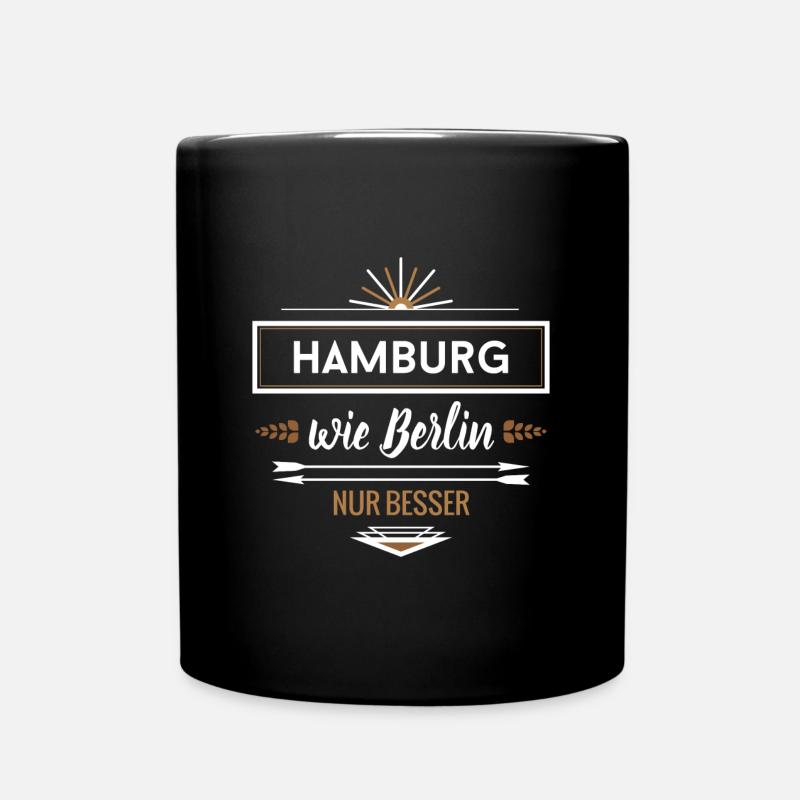 hamburg wie berlin - Tasse einfarbig - Schwarz