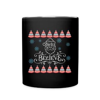 Thème de Noël laid Believe in Santa Quote - Mug uni - noir - Devant