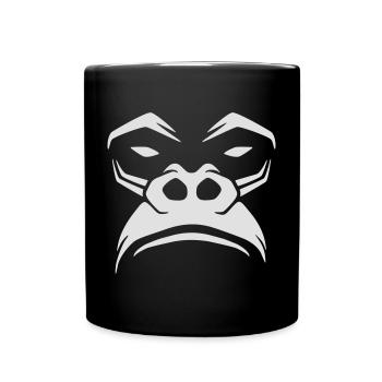 Mürrischer Gorilla – Affen Silberrücken Urwald - Tasse einfarbig - Schwarz - Vorne