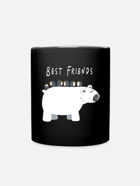 Meilleurs amis ours polaire avec des pingouins - amis - Mug uni - noir