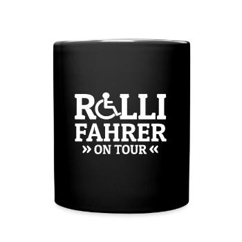 Rollifahrer on Tour! Rollstuhl Stolz Geschenk - Tasse einfarbig - Schwarz - Vorne