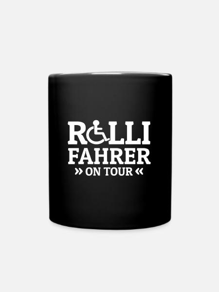 Rollifahrer on Tour! Rollstuhl Stolz Geschenk - Tasse einfarbig - Schwarz